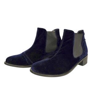 Park Lane Navy Velvet Heeled Chelsea Boots Sz 39